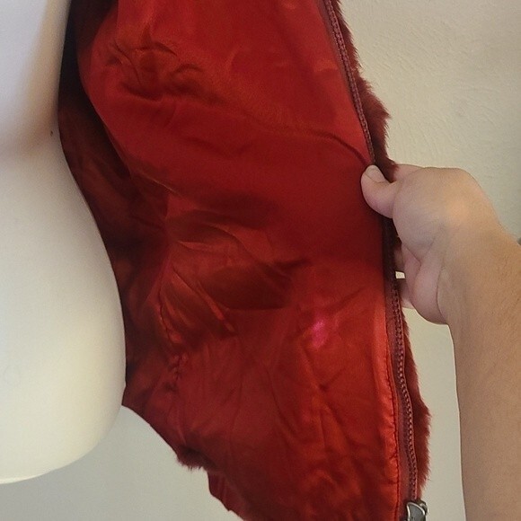 Hilary Radley Red Wool Mix Zip Up Hooded Coat Size L - Picture 7 of 15